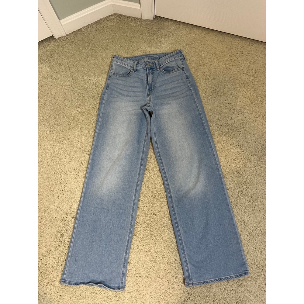 Old Navy High-Rise Wow Wide Leg Jeans Light Wash Denim Size 4 Womens (IN#74)